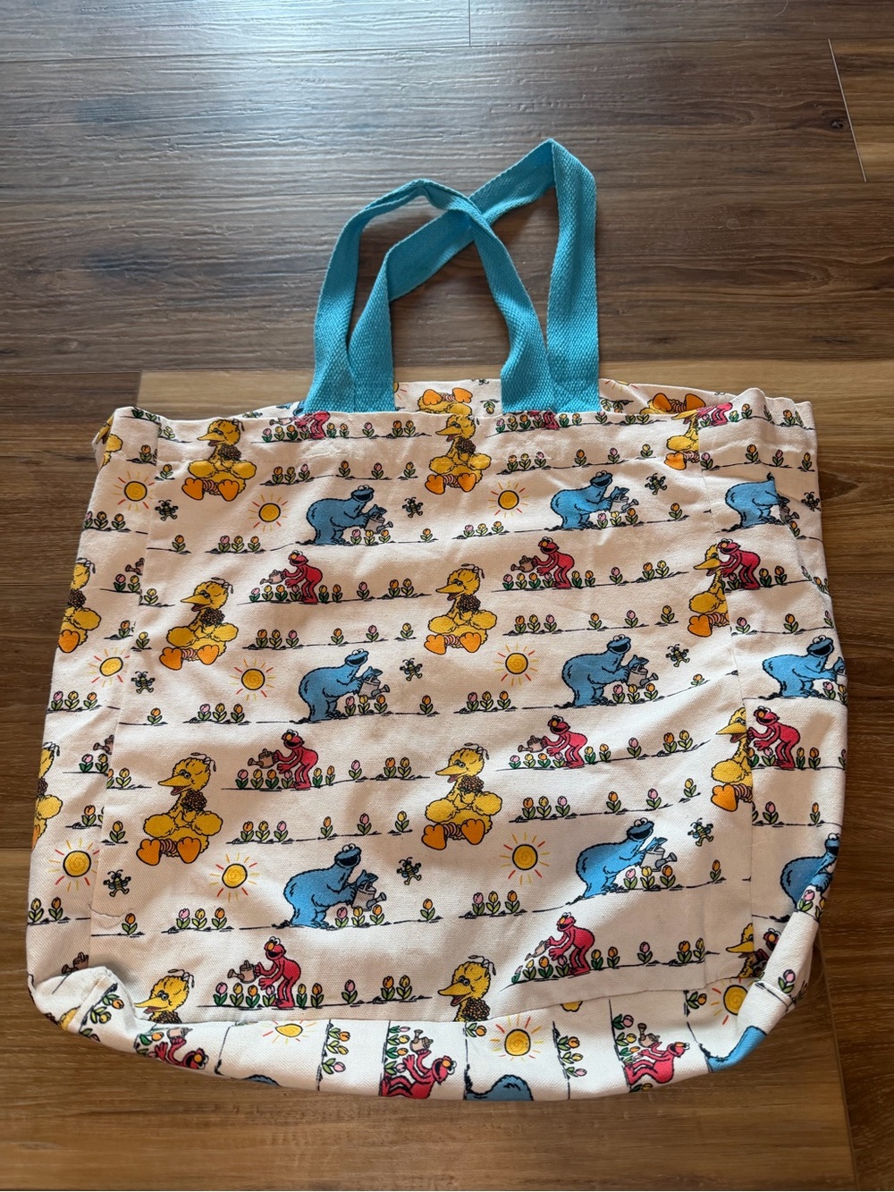 Sesame Street Canvas Tote Bag with Blue Handles